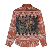 Howdy Christmas Cowboy Santa Women Casual Shirt Giddy Up Jingle Horse Pick Up Your Feet - Wonder Print Shop