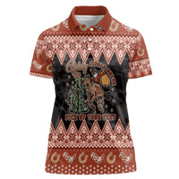 Howdy Christmas Cowboy Santa Women Polo Shirt Giddy Up Jingle Horse Pick Up Your Feet - Wonder Print Shop