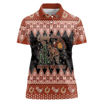 Howdy Christmas Cowboy Santa Women Polo Shirt Giddy Up Jingle Horse Pick Up Your Feet - Wonder Print Shop