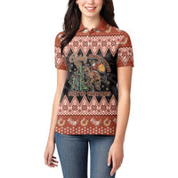 Howdy Christmas Cowboy Santa Women Polo Shirt Giddy Up Jingle Horse Pick Up Your Feet - Wonder Print Shop