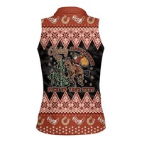 Howdy Christmas Cowboy Santa Women Sleeveless Polo Shirt Giddy Up Jingle Horse Pick Up Your Feet - Wonder Print Shop