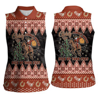 Howdy Christmas Cowboy Santa Women Sleeveless Polo Shirt Giddy Up Jingle Horse Pick Up Your Feet - Wonder Print Shop