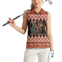 Howdy Christmas Cowboy Santa Women Sleeveless Polo Shirt Giddy Up Jingle Horse Pick Up Your Feet - Wonder Print Shop