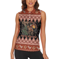Howdy Christmas Cowboy Santa Women Sleeveless Polo Shirt Giddy Up Jingle Horse Pick Up Your Feet - Wonder Print Shop