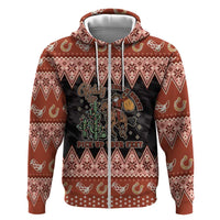 Howdy Christmas Cowboy Santa Zip Hoodie Giddy Up Jingle Horse Pick Up Your Feet - Wonder Print Shop