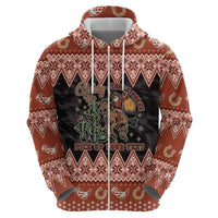Howdy Christmas Cowboy Santa Zip Hoodie Giddy Up Jingle Horse Pick Up Your Feet - Wonder Print Shop