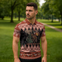 Howdy Christmas Cowboy Santa Zipper Polo Shirt Giddy Up Jingle Horse Pick Up Your Feet - Wonder Print Shop