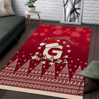 Georgia Christmas Area Rug Santa Riding Reindeer Xmas Pattern - Wonder Print Shop