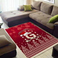 Georgia Christmas Area Rug Santa Riding Reindeer Xmas Pattern - Wonder Print Shop