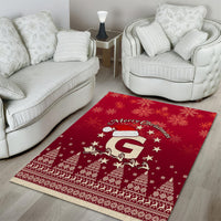 Georgia Christmas Area Rug Santa Riding Reindeer Xmas Pattern - Wonder Print Shop