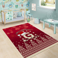 Georgia Christmas Area Rug Santa Riding Reindeer Xmas Pattern - Wonder Print Shop