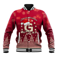 Georgia Christmas Baseball Jacket Santa Riding Reindeer Xmas Pattern - Wonder Print Shop