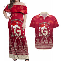 Georgia Christmas Couples Matching Off Shoulder Maxi Dress and Hawaiian Shirt Santa Riding Reindeer Xmas Pattern - Wonder Print Shop