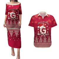 Georgia Christmas Couples Matching Puletasi Dress and Hawaiian Shirt Santa Riding Reindeer Xmas Pattern - Wonder Print Shop