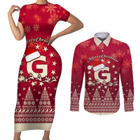 Georgia Christmas Couples Matching Short Sleeve Bodycon Dress and Long Sleeve Button Shirt Santa Riding Reindeer Xmas Pattern - Wonder Print Shop