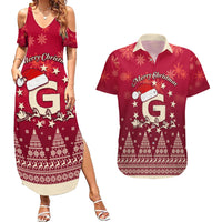 Georgia Christmas Couples Matching Summer Maxi Dress and Hawaiian Shirt Santa Riding Reindeer Xmas Pattern - Wonder Print Shop