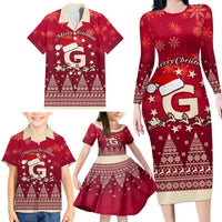 Georgia Christmas Family Matching Long Sleeve Bodycon Dress and Hawaiian Shirt Santa Riding Reindeer Xmas Pattern - Wonder Print Shop