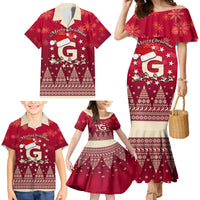 Georgia Christmas Family Matching Mermaid Dress and Hawaiian Shirt Santa Riding Reindeer Xmas Pattern - Wonder Print Shop
