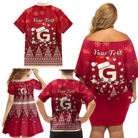 Georgia Christmas Family Matching Off Shoulder Short Dress and Hawaiian Shirt Santa Riding Reindeer Xmas Pattern - Wonder Print Shop
