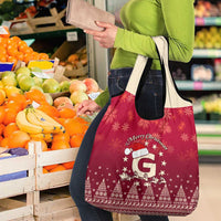 Georgia Christmas Grocery Bag Santa Riding Reindeer Xmas Pattern