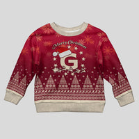 Georgia Christmas Kid Ugly Christmas Sweater Santa Riding Reindeer Xmas Pattern - Wonder Print Shop