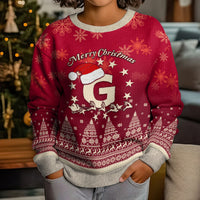 Georgia Christmas Kid Ugly Christmas Sweater Santa Riding Reindeer Xmas Pattern - Wonder Print Shop