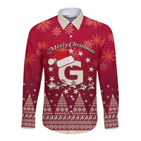 Georgia Christmas Long Sleeve Button Shirt Santa Riding Reindeer Xmas Pattern - Wonder Print Shop