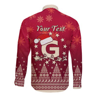 Georgia Christmas Long Sleeve Button Shirt Santa Riding Reindeer Xmas Pattern - Wonder Print Shop