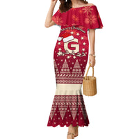 Georgia Christmas Mermaid Dress Santa Riding Reindeer Xmas Pattern - Wonder Print Shop