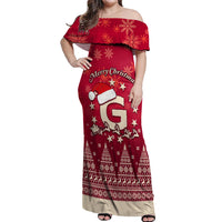 Georgia Christmas Off Shoulder Maxi Dress Santa Riding Reindeer Xmas Pattern - Wonder Print Shop