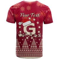 Georgia Christmas T Shirt Santa Riding Reindeer Xmas Pattern - Wonder Print Shop