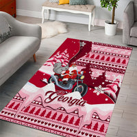 Georgia Christmas Area Rug Santa Claus Riding Motorcycle With Gray Squirrel - Wonder Print Shop
