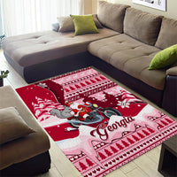 Georgia Christmas Area Rug Santa Claus Riding Motorcycle With Gray Squirrel - Wonder Print Shop