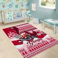 Georgia Christmas Area Rug Santa Claus Riding Motorcycle With Gray Squirrel - Wonder Print Shop