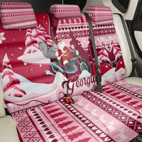 Georgia Christmas Back Car Seat Cover Santa Claus Riding Motorcycle With Gray Squirrel - Wonder Print Shop
