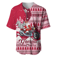 Georgia Christmas Baseball Jersey Santa Claus Riding Motorcycle With Gray Squirrel - Wonder Print Shop