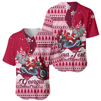 Georgia Christmas Baseball Jersey Santa Claus Riding Motorcycle With Gray Squirrel - Wonder Print Shop