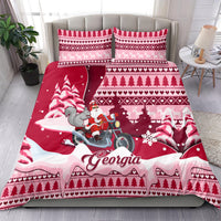 Georgia Christmas Bedding Set Santa Claus Riding Motorcycle With Gray Squirrel - Wonder Print Shop
