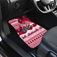 Georgia Christmas Car Mats Santa Claus Riding Motorcycle With Gray Squirrel - Wonder Print Shop