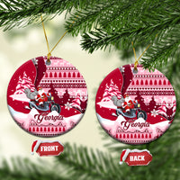 Georgia Christmas Ceramic Ornament Santa Claus Riding Motorcycle With Gray Squirrel - Wonder Print Shop