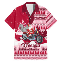 Georgia Christmas Family Matching Mermaid Dress and Hawaiian Shirt Santa Claus Riding Motorcycle With Gray Squirrel - Wonder Print Shop