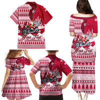 Georgia Christmas Family Matching Puletasi Dress and Hawaiian Shirt Santa Claus Riding Motorcycle With Gray Squirrel - Wonder Print Shop