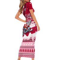 Georgia Christmas Family Matching Short Sleeve Bodycon Dress and Hawaiian Shirt Santa Claus Riding Motorcycle With Gray Squirrel - Wonder Print Shop