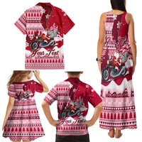 Georgia Christmas Family Matching Tank Maxi Dress and Hawaiian Shirt Santa Claus Riding Motorcycle With Gray Squirrel - Wonder Print Shop