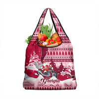 Georgia Christmas Grocery Bag Santa Claus Riding Motorcycle With Gray Squirrel