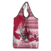 Georgia Christmas Grocery Bag Santa Claus Riding Motorcycle With Gray Squirrel