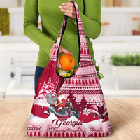 Georgia Christmas Grocery Bag Santa Claus Riding Motorcycle With Gray Squirrel