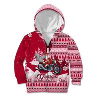 Georgia Christmas Kid Hoodie Santa Claus Riding Motorcycle With Gray Squirrel - Wonder Print Shop