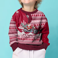 Georgia Christmas Kid Ugly Christmas Sweater Santa Claus Riding Motorcycle With Gray Squirrel - Wonder Print Shop