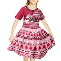 Georgia Christmas Kid Short Sleeve Dress Santa Claus Riding Motorcycle With Gray Squirrel - Wonder Print Shop